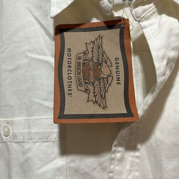 Harley-Davidson Cream Shirt Button Down Soft Twill NWT* VTG Hong Kong - Picture 3 of 10